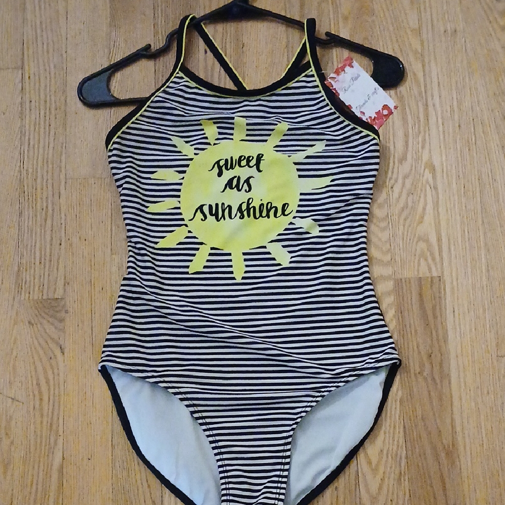 Striped Swimsuit with Sunshine Graphic